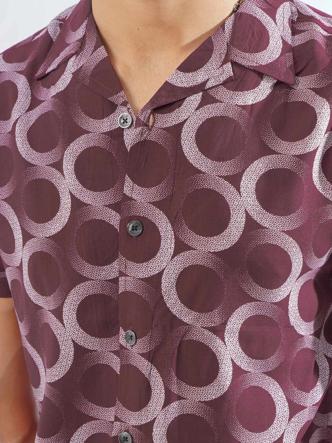 Maroon Designer Printed Half Sleeves Casual Shirt (CSP-271)