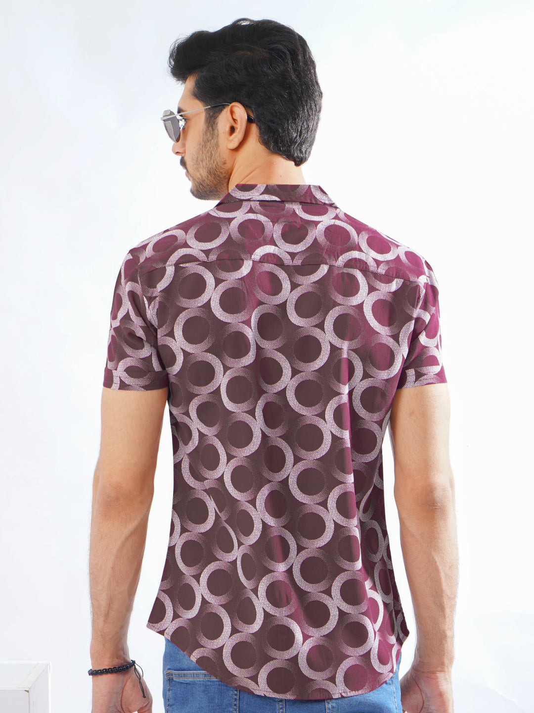 Maroon Designer Printed Half Sleeves Casual Shirt (CSP-271)