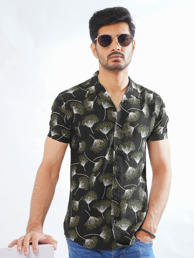 Black Designer Printed Half Sleeves Casual Shirt (CSP-277)