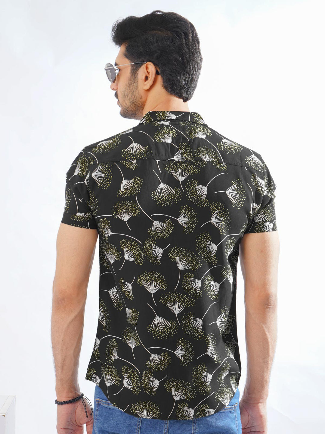 Black Designer Printed Half Sleeves Casual Shirt (CSP-277)