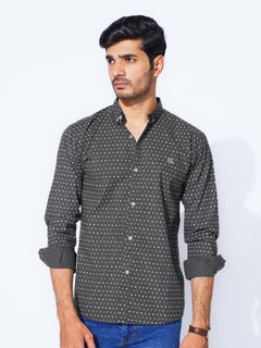 Dark Grey Designer Printed Casual Shirt (CSP-280)