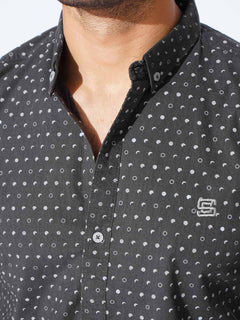 Dark Grey Designer Printed Casual Shirt (CSP-280)