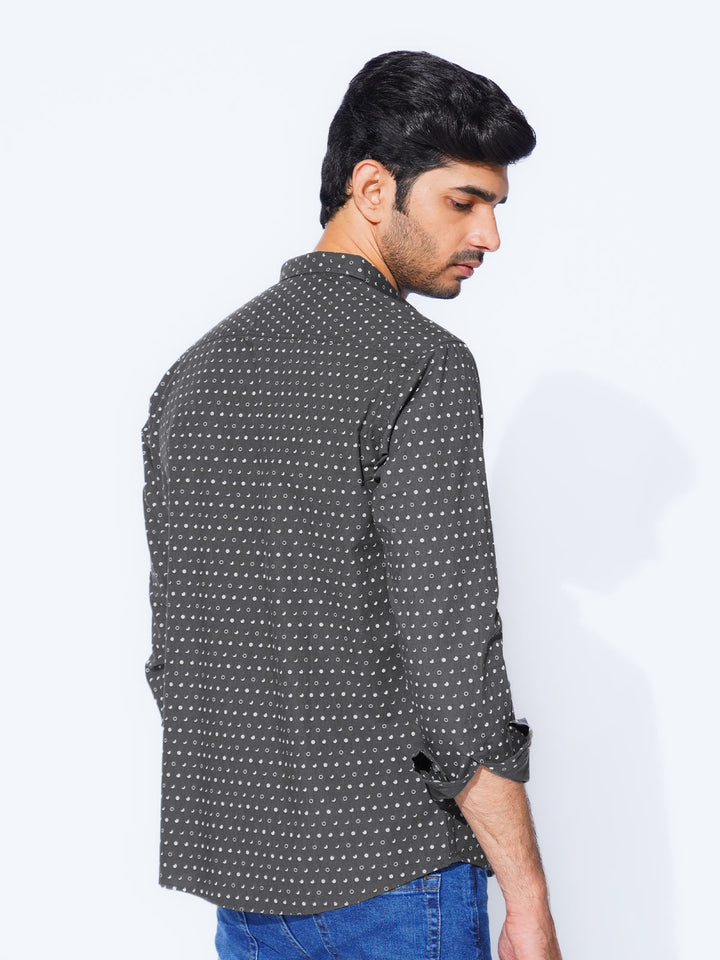 Dark Grey Designer Printed Casual Shirt (CSP-280)