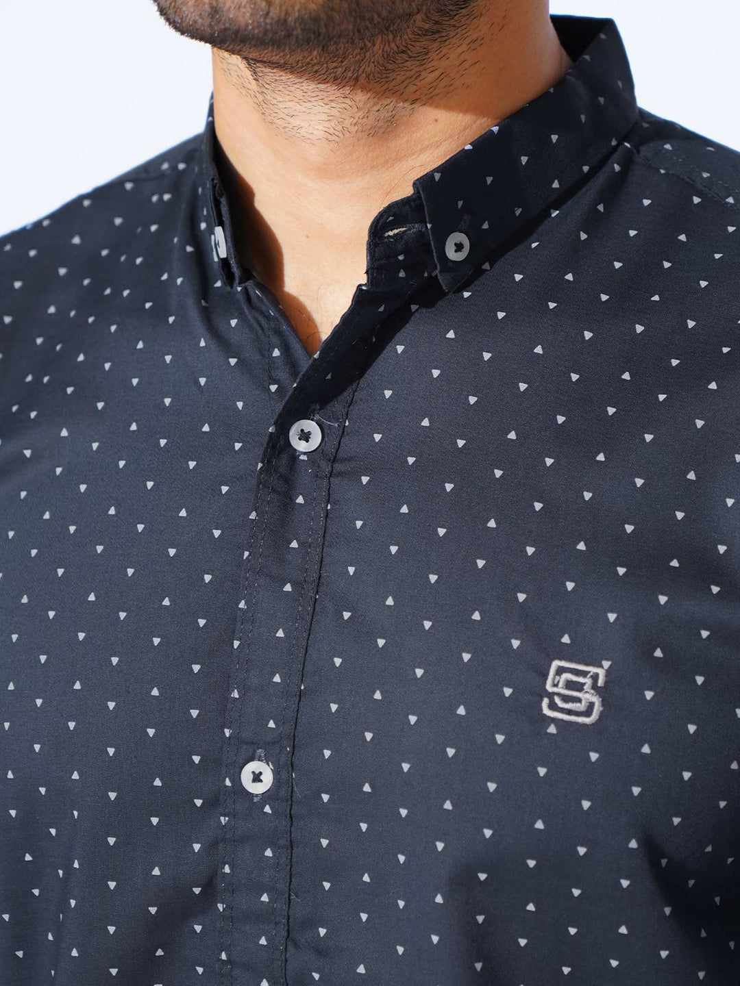 Navy Designer Printed Casual Shirt (CSP-281)