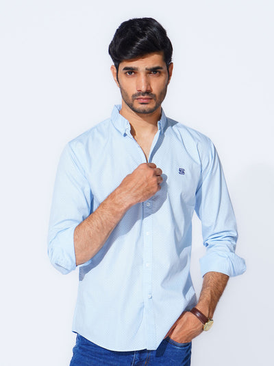 Sky Blue Designer Printed Casual Shirt (CSP-282)