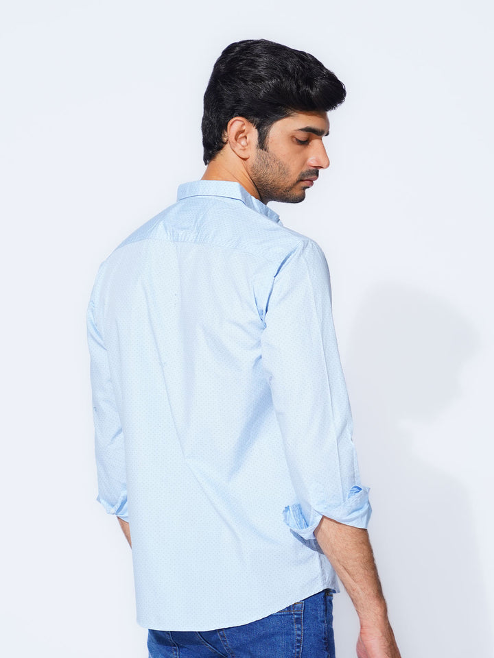 Sky Blue Designer Printed Casual Shirt (CSP-282)