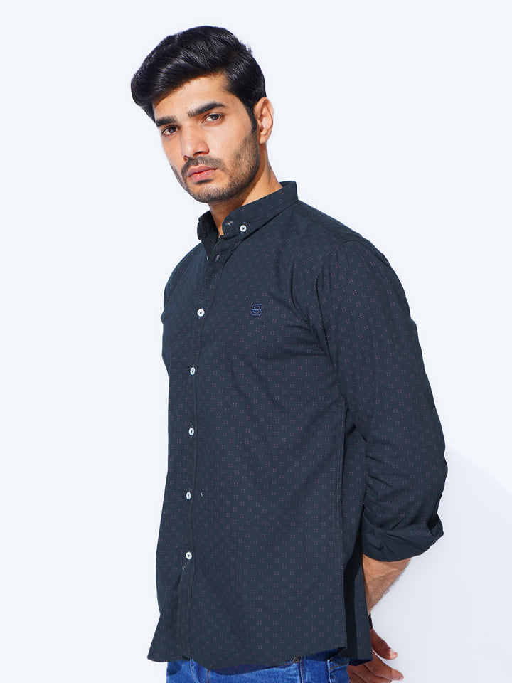 Navy Designer Printed Casual Shirt (CSP-283)