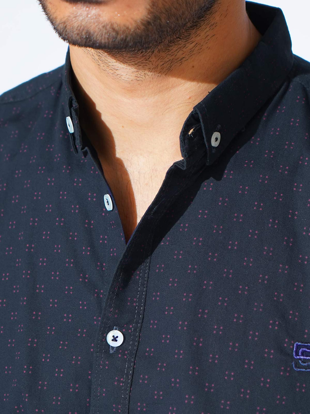 Navy Designer Printed Casual Shirt (CSP-283)