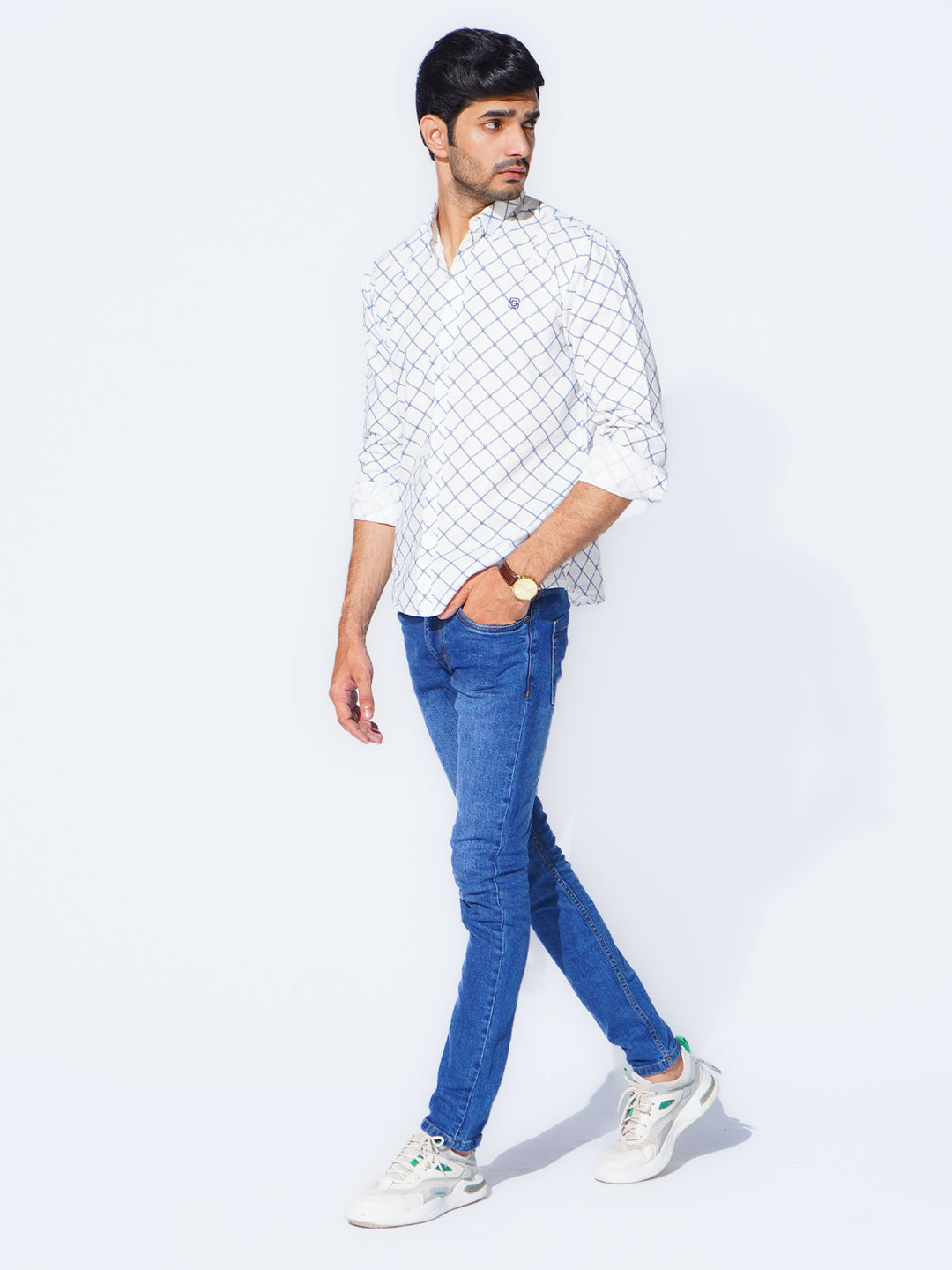 White Designer Printed Casual Shirt (CSP-286)