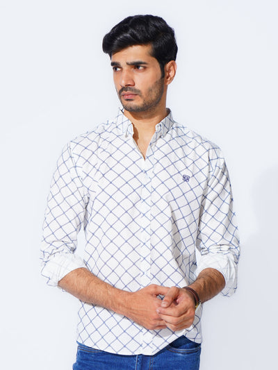 White Designer Printed Casual Shirt (CSP-286)