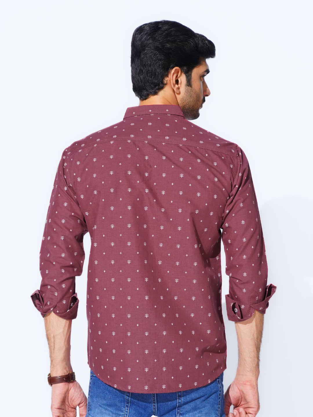 Maroon Designer Printed Casual Shirt (CSP-287)