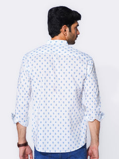 White Designer Printed Casual Shirt (CSP-289)