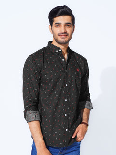 Black Designer Printed Casual Shirt (CSP-290)