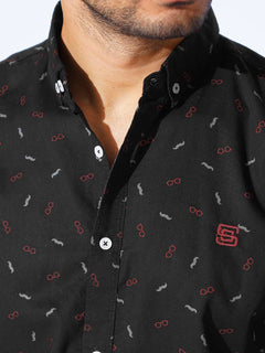 Black Designer Printed Casual Shirt (CSP-290)