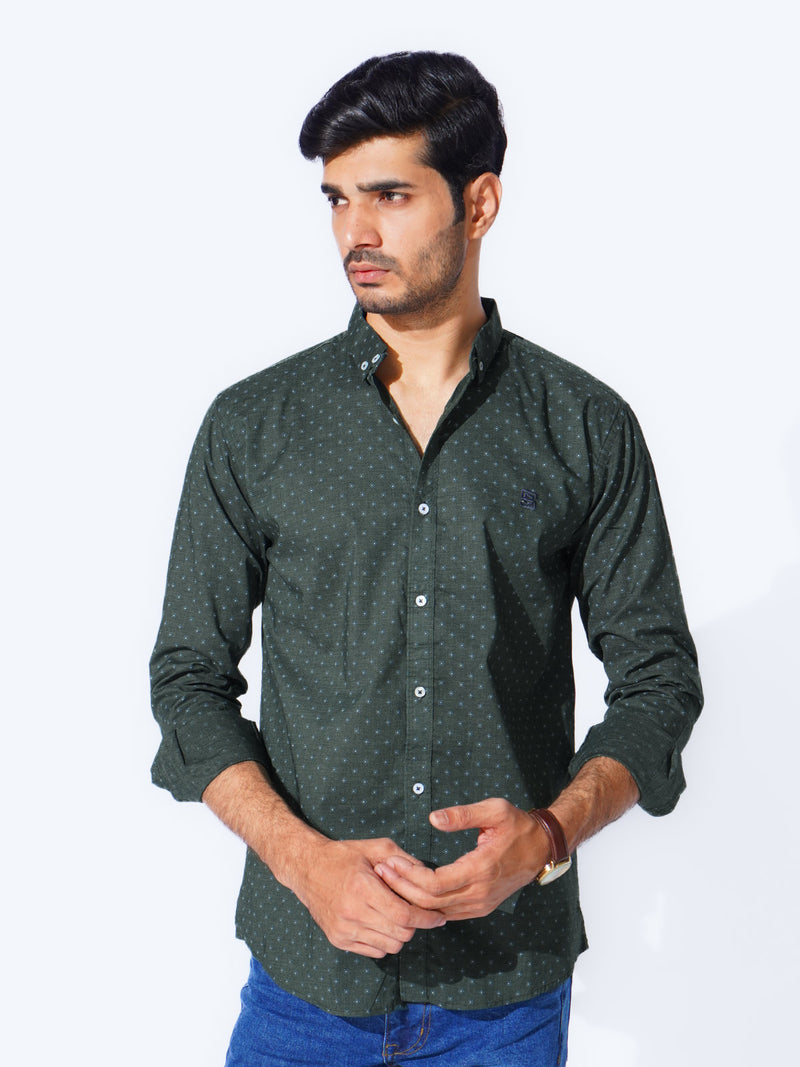 Green Designer Printed Casual Shirt (CSP-291)