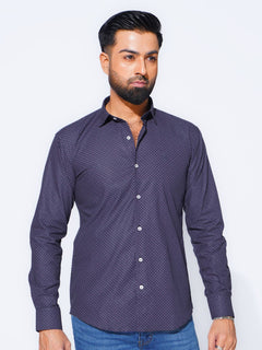 Dark Blue Designer Printed Casual Shirt (CSP-294)