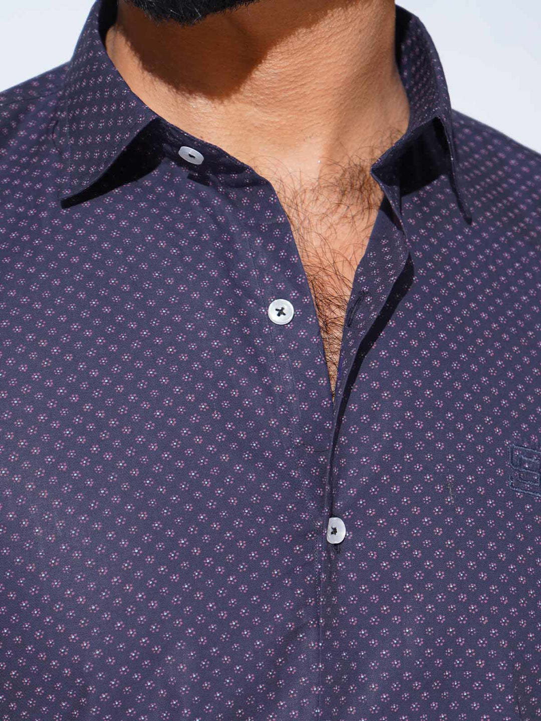 Dark Blue Designer Printed Casual Shirt (CSP-294)