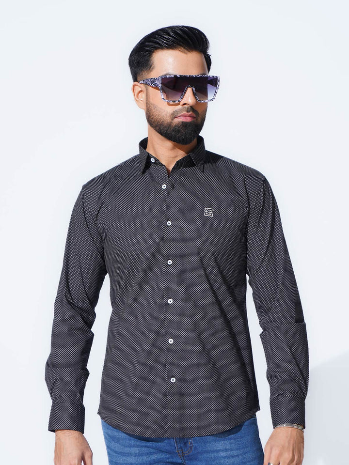 Black Designer Printed Casual Shirt (CSP-296)