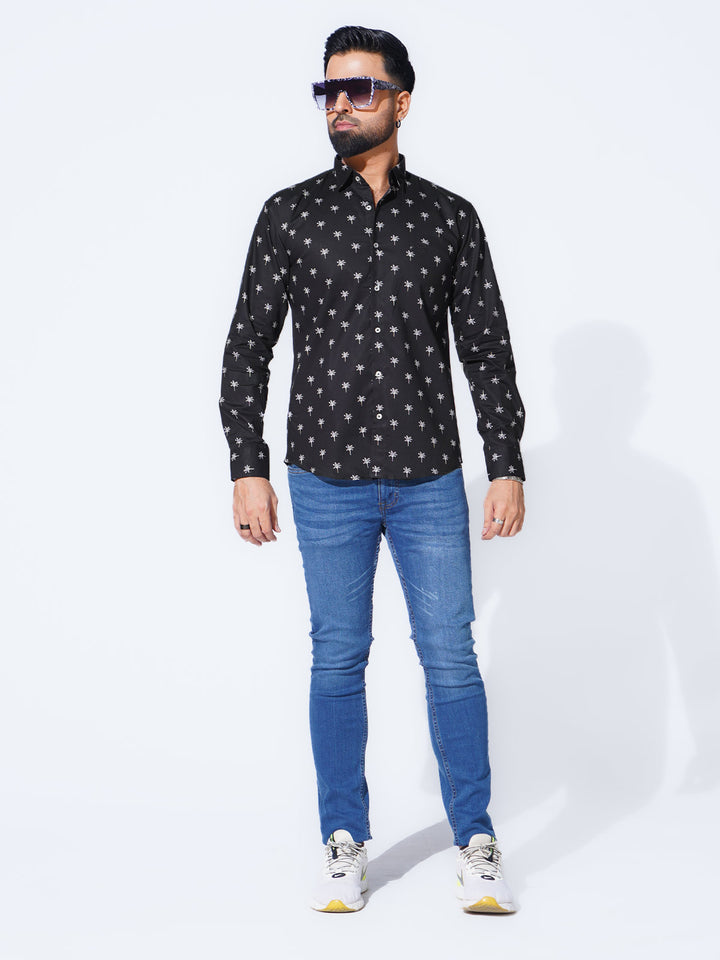 Black Designer Printed Casual Shirt (CSP-297)