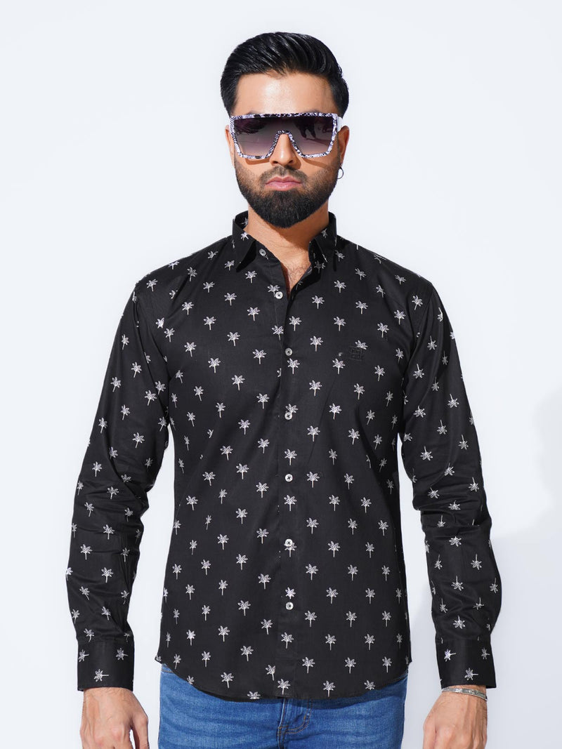 Black Designer Printed Casual Shirt (CSP-297)