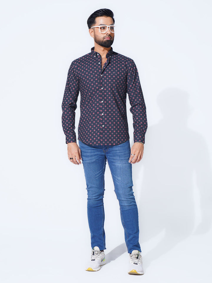 Blue & Red Designer Printed Casual Shirt (CSP-299)