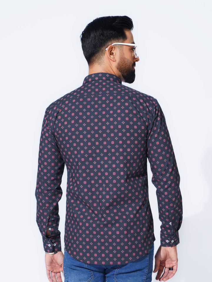 Blue & Red Designer Printed Casual Shirt (CSP-299)