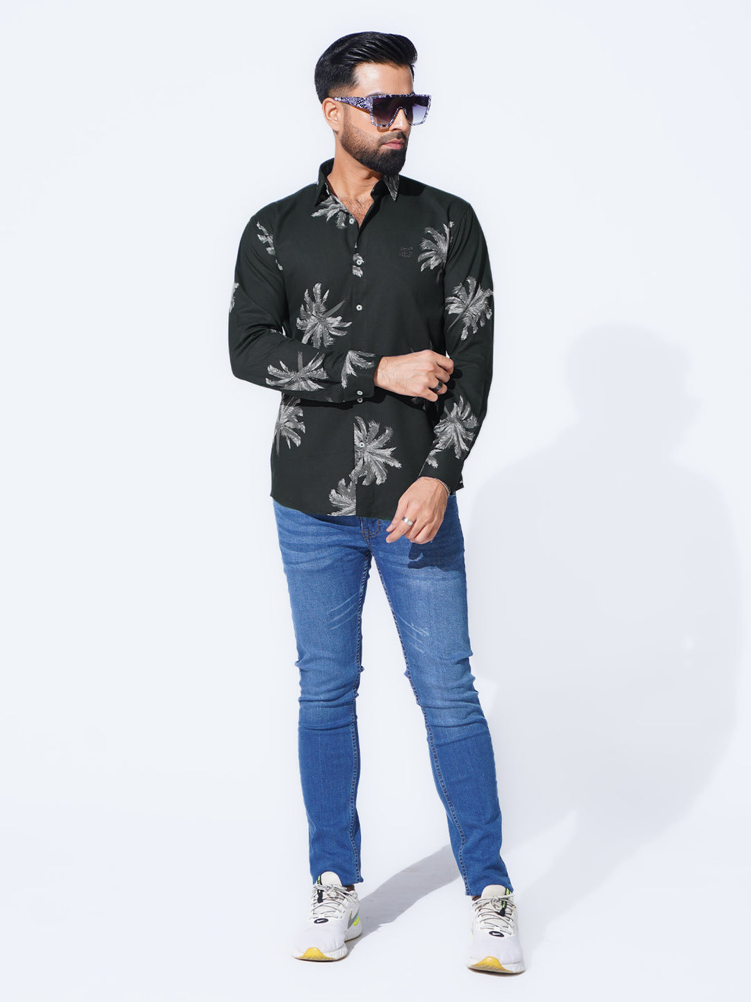 Black Designer Printed Casual Shirt (CSP-300)