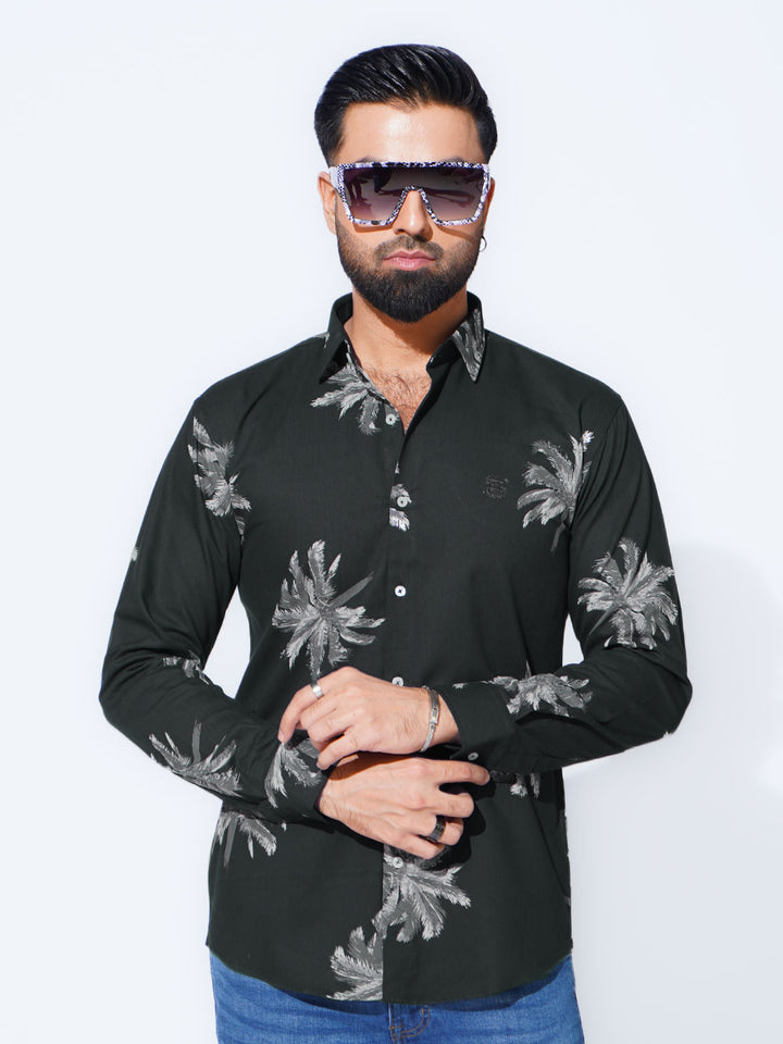 Black Designer Printed Casual Shirt (CSP-300)