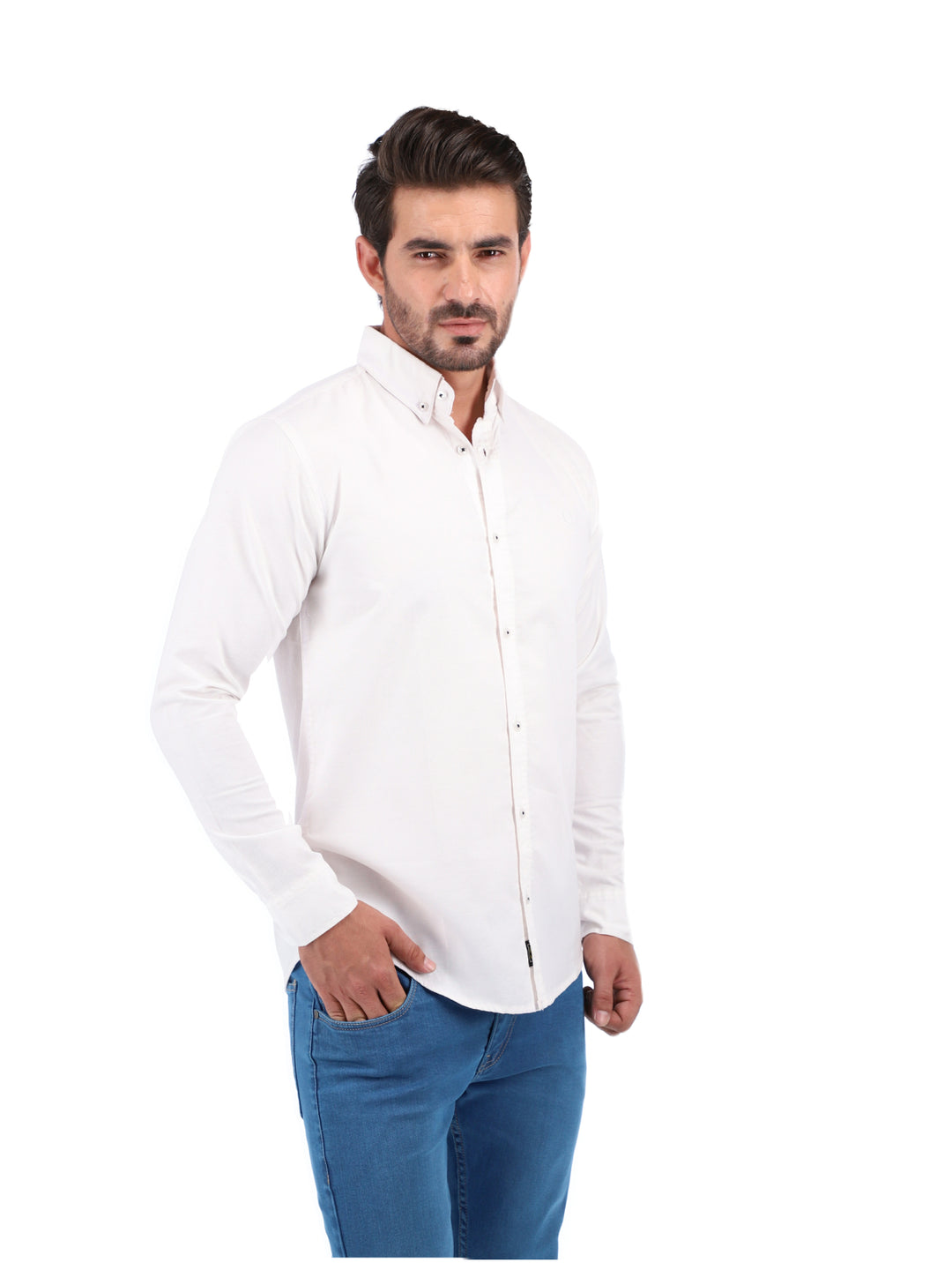 White Button Down Casual Shirt (CSW-158)