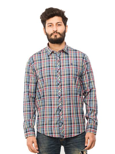 Grey & Pink Check Button Down Casual Shirt (CSW-58)