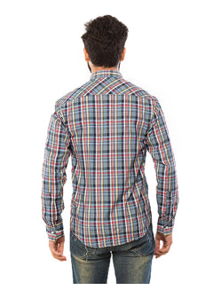 Grey & Pink Check Button Down Casual Shirt (CSW-58)