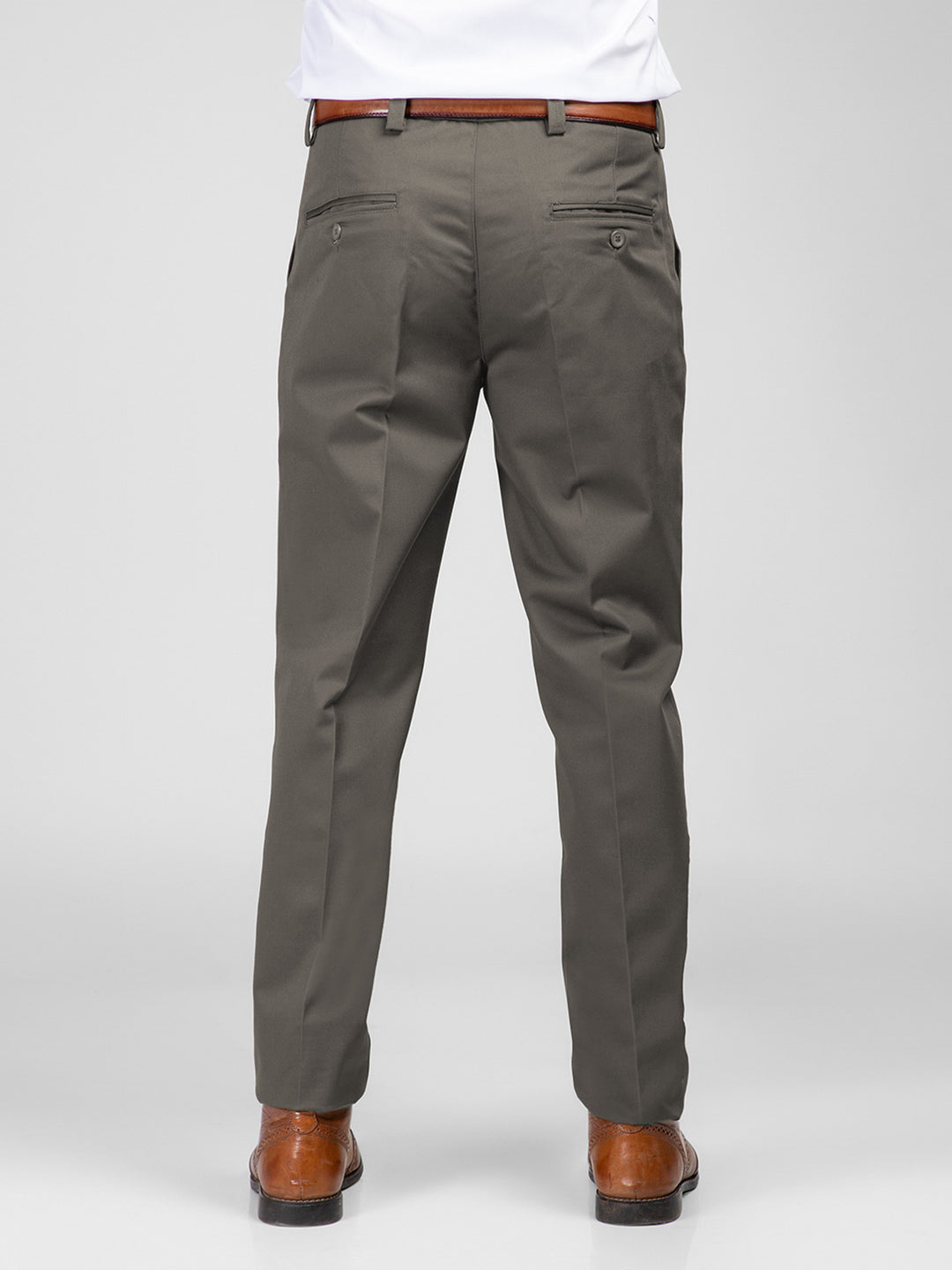 Olive Green Self Wrinkle-Free Executive Formal Dress Pant (CTR-107)