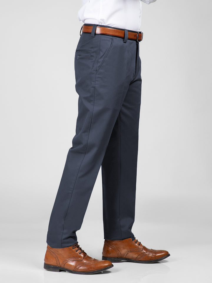 Navy Blue Self Wrinkle-Free Executive Formal Dress Pant (CTR-109)