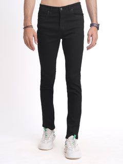 Black Plain Stretchable Denim Jeans 37