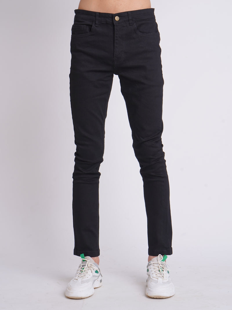 Black Plain Stretchable Denim Jeans 38