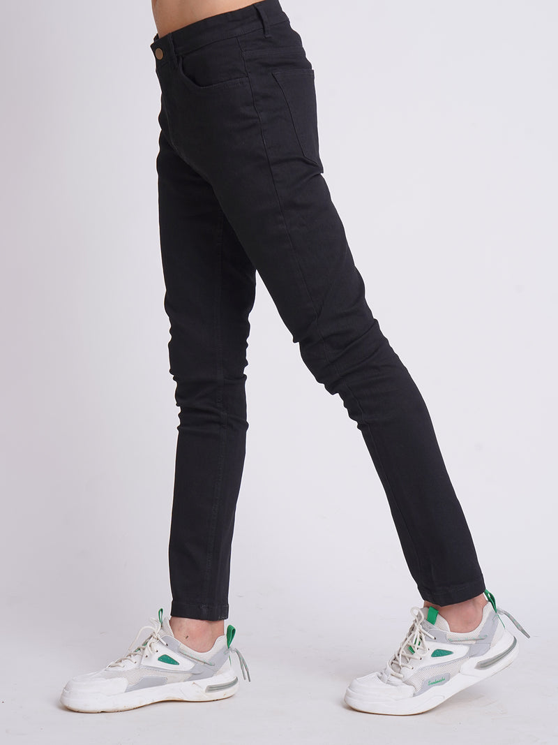 Black Plain Stretchable Denim Jeans 38