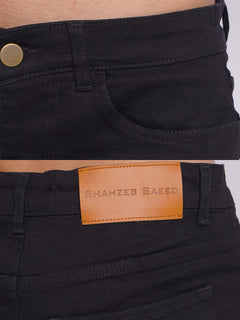 Black Plain Stretchable Denim Jeans 38