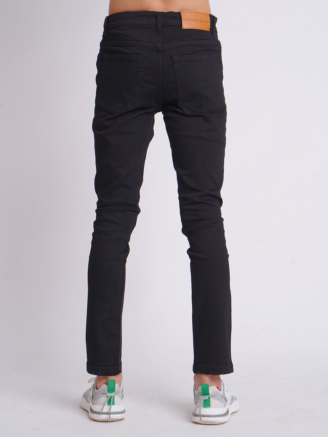 Black Plain Stretchable Denim Jeans 38