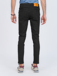 Black Plain Stretchable Denim Jeans 41