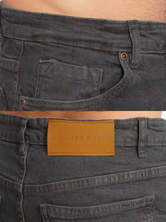 Brown Wash Plain Stretchable Denim Jeans 37