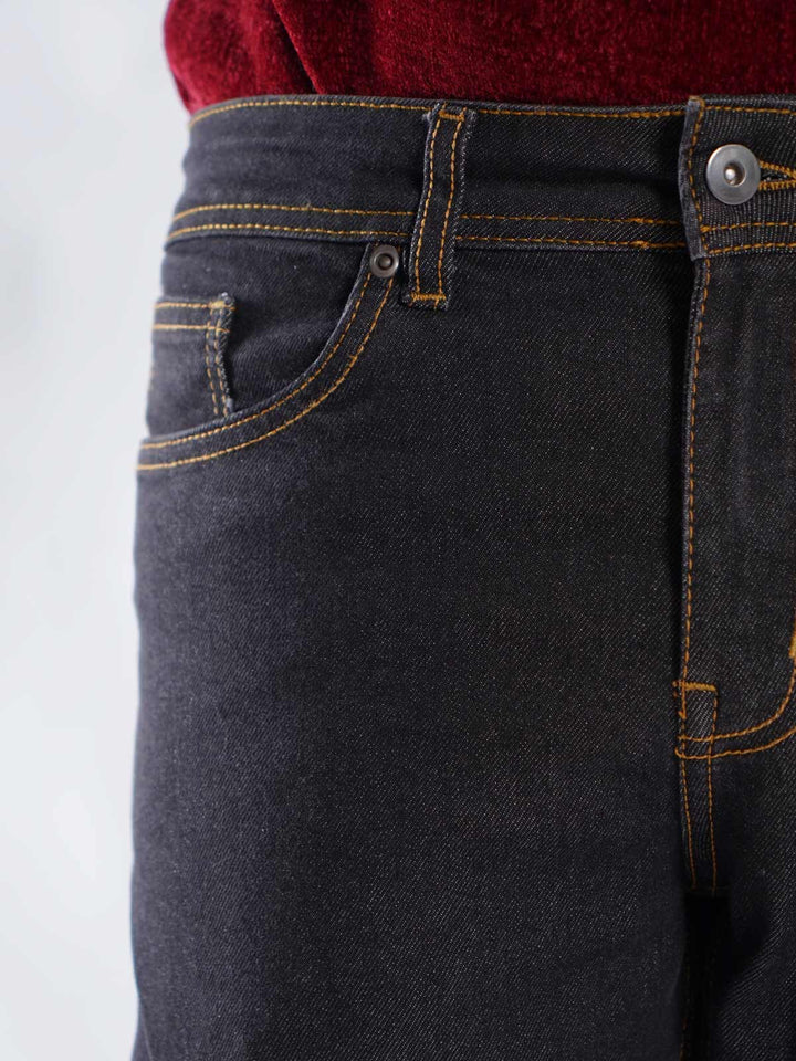 Charcoal Self Stretchable Denim Jeans 42