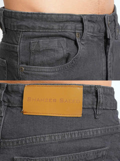 Charcoal Grey Plain Stretchable Denim Jeans 37