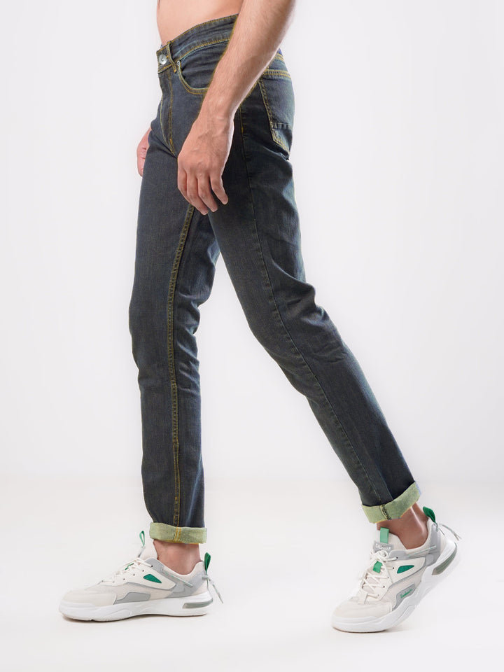 Dark Green Self Stretchable Denim Jeans 42