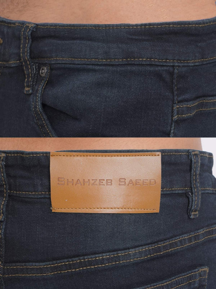 Navy Blue Faded Stretchable Denim Jeans 37