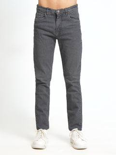 Dark Grey Plain Stretchable Denim Jeans 37