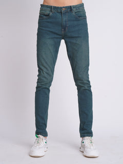 Green Faded Stretchable Denim Jeans  38