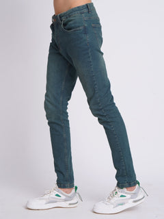 Dark Green Faded Stretchable Denim Jeans 38