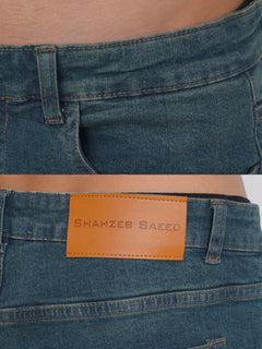 Green Faded Stretchable Denim Jeans  38