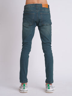 Dark Green Faded Stretchable Denim Jeans 38