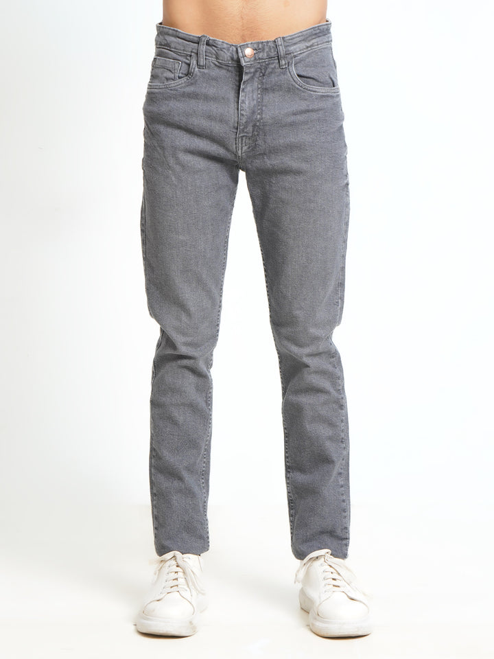 Grey Plain Stretchable Denim Jeans 38